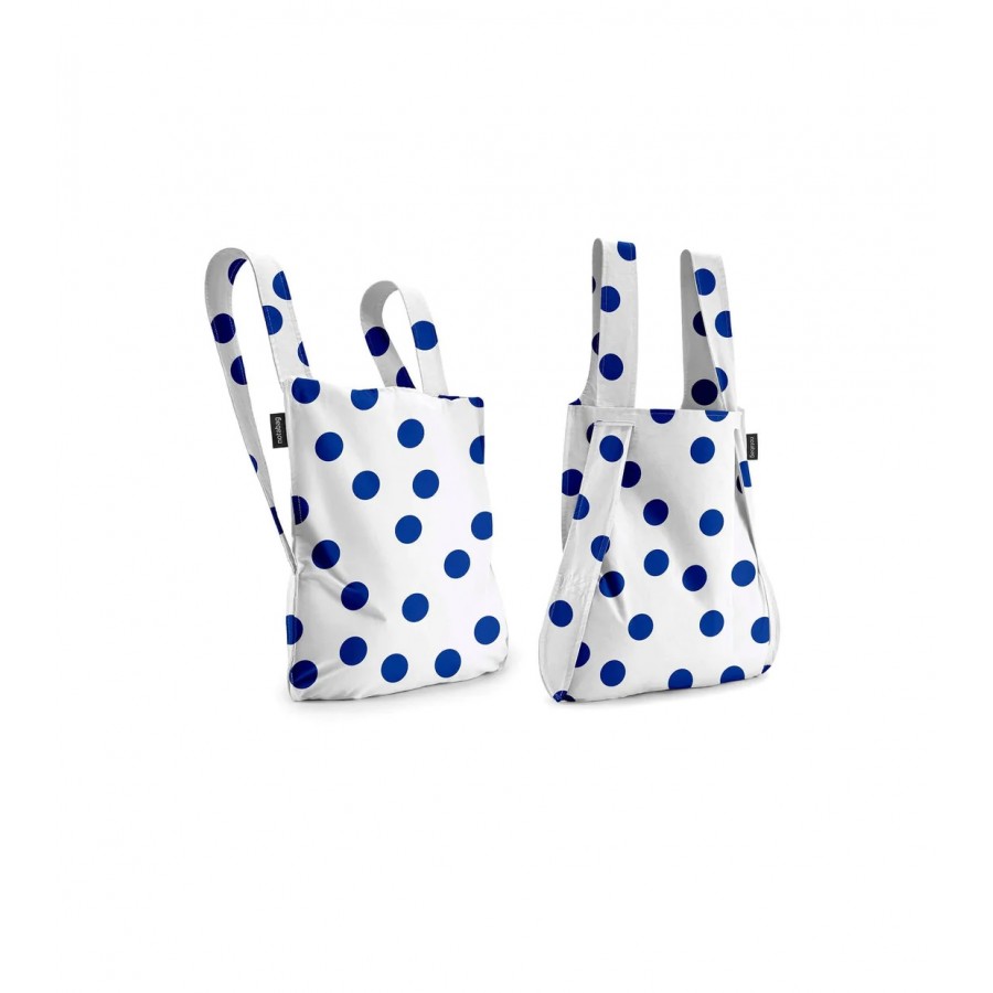 Notabag Shopping Bag and Backpack 2 in 1 Υφασμάτινη Τσάντα  Σακίδιο Πλάτης για Ψώνια  2 σε 1  Marine Dots Αξεσουάρ